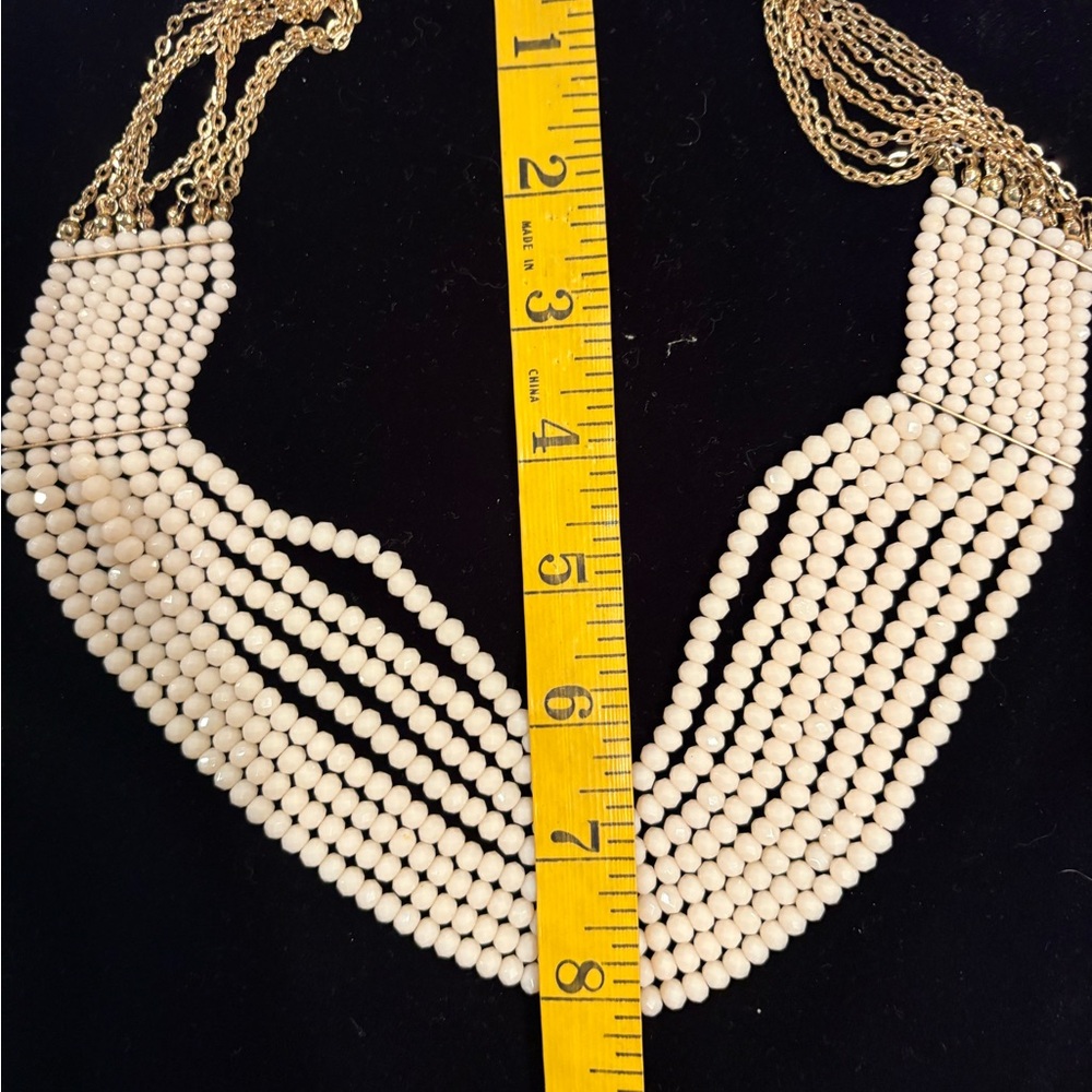 Multi-Strand Cream Beaded Statement Necklace - - image 4
